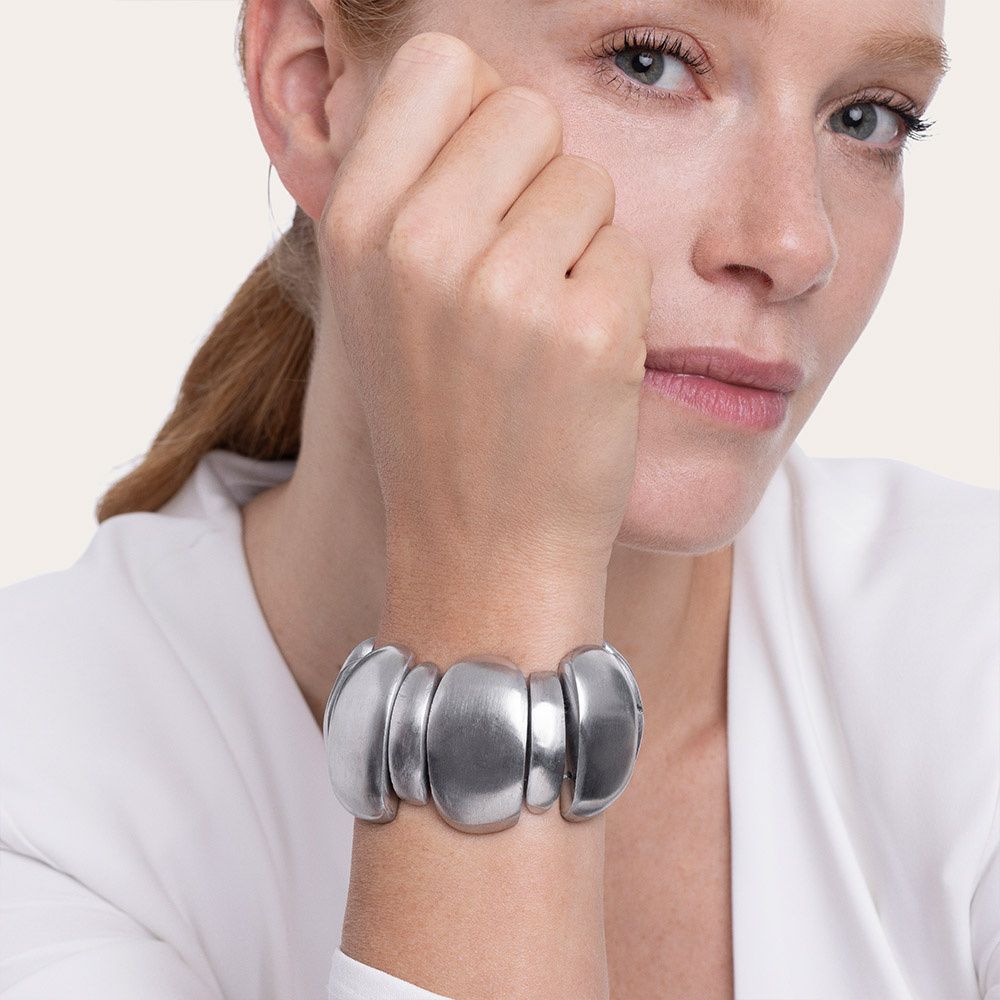 AL01163BRECELET ELASTIQUE 2 DIRRENT RECTANGLE BOMBE