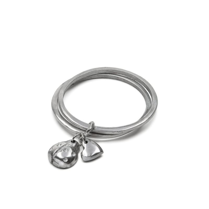 al00186BRECELET RIGIDE RONDE S/2 COCCINEL/COEUR