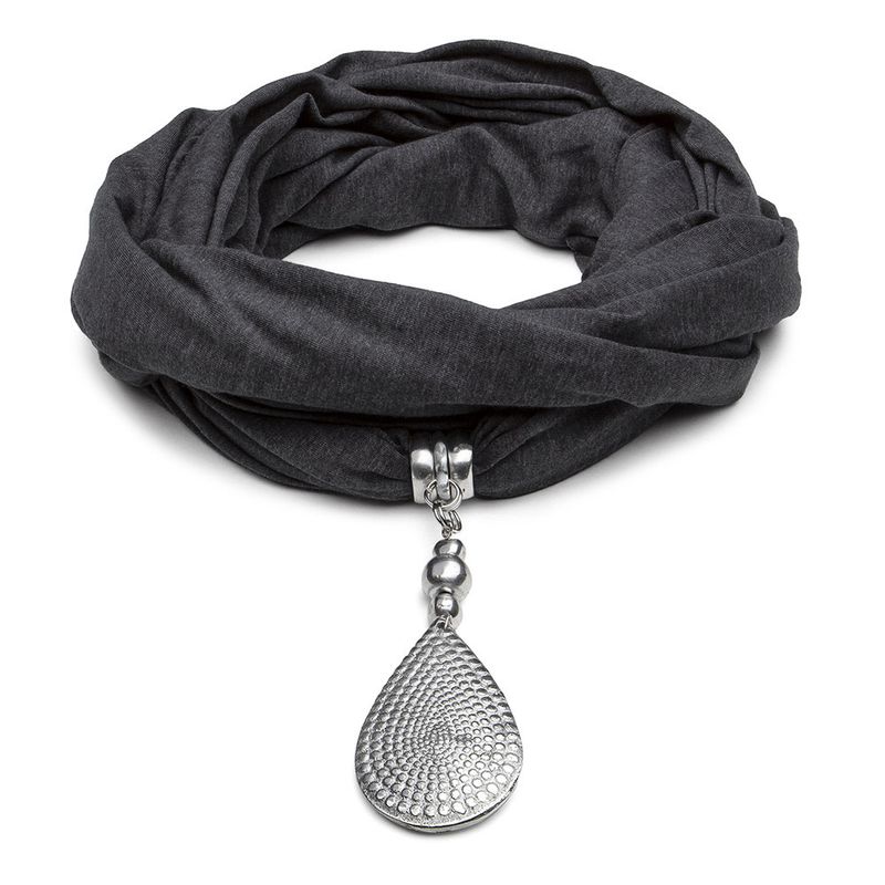 al18067ECHARPE GOUTTE PRINT A POIS GM GRIS FONCE