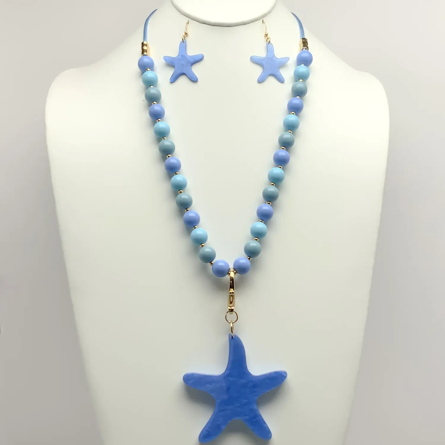 Beads and Starfish Drop Necklace