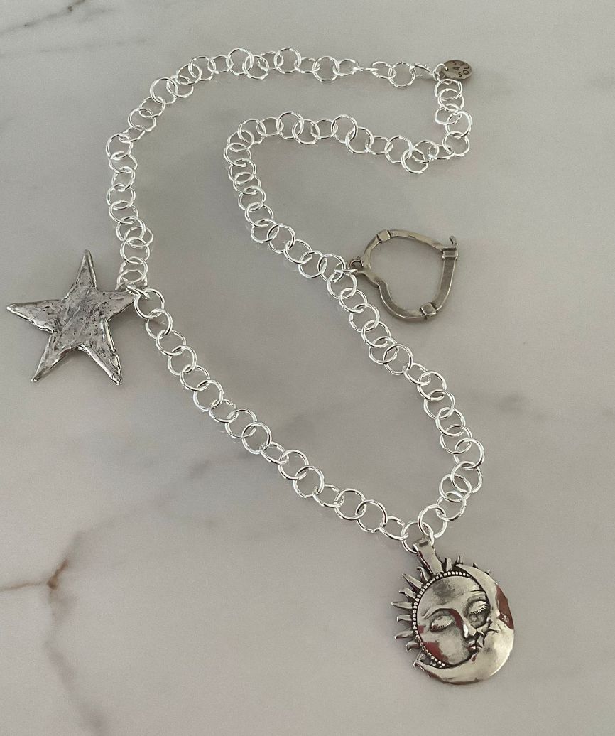 Moon &amp; sun 4 Soles Necklace 32&quot;
