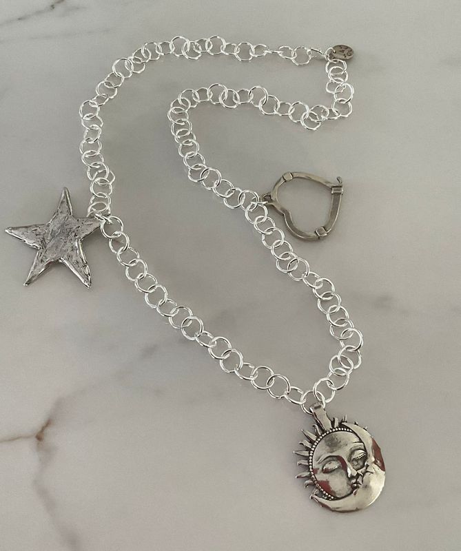 Moon &amp; sun 4 Soles Necklace 32&quot;