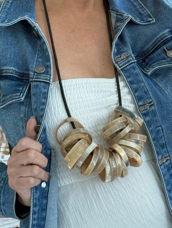 Natural ring horn necklace