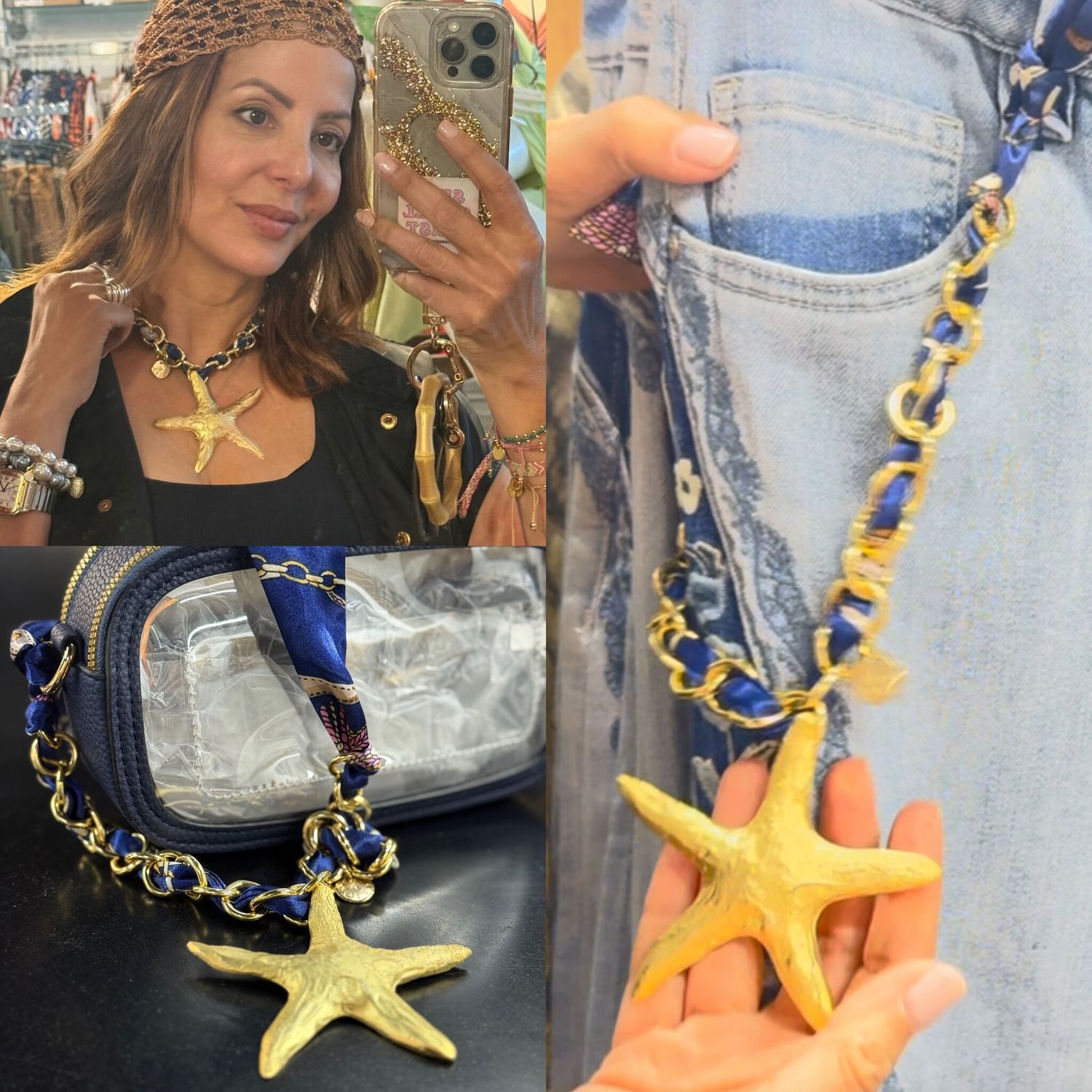 Gold Starfish Necklace 4 soles