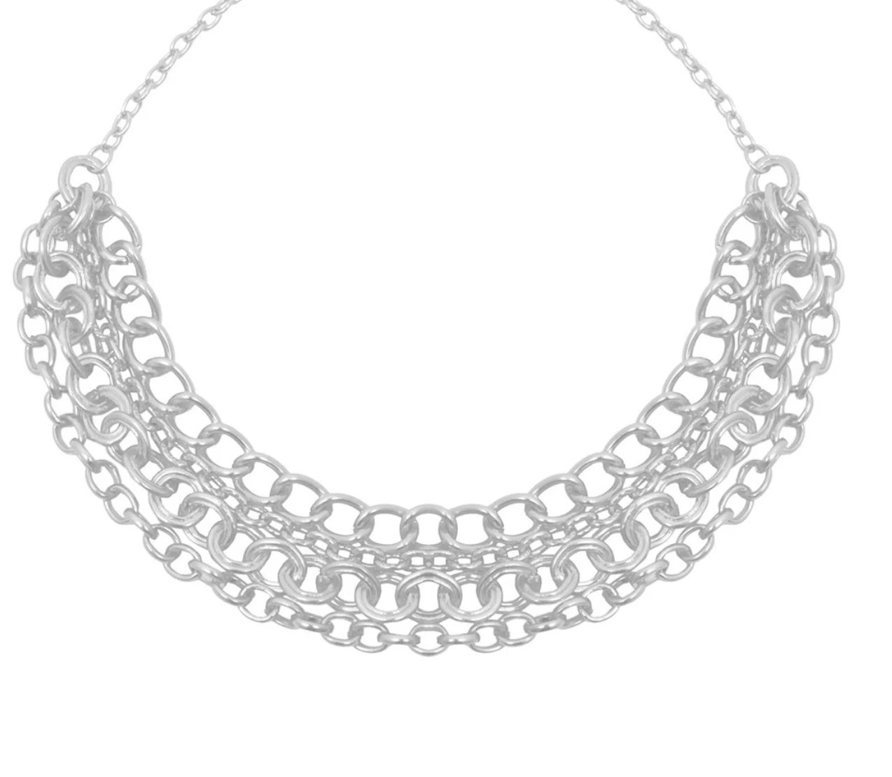 Edgy necklace featuring four layers of mixed chainssilver