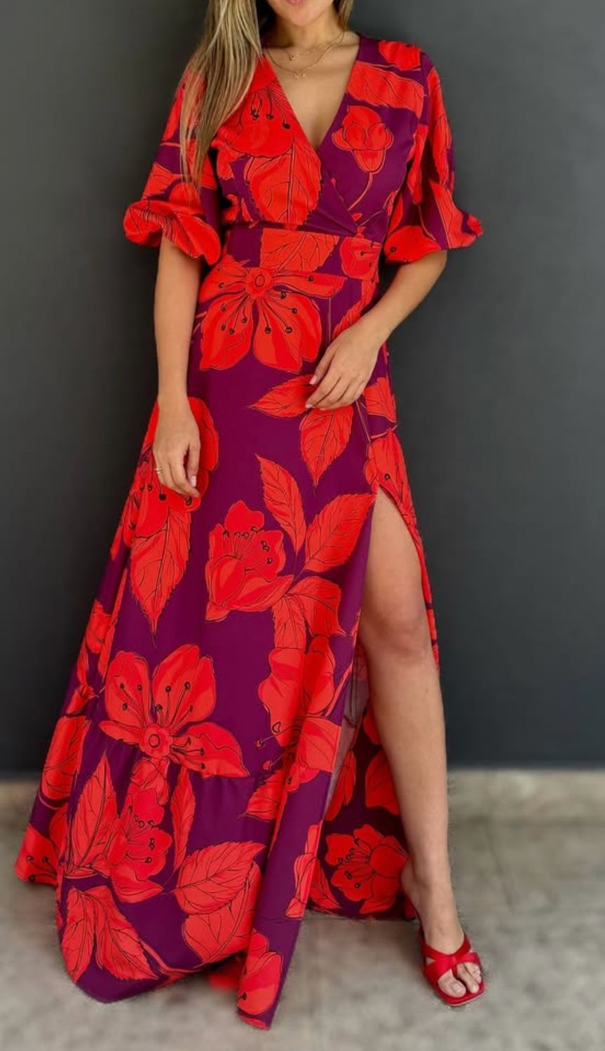 Tropical Bloom Maxi Dress Small