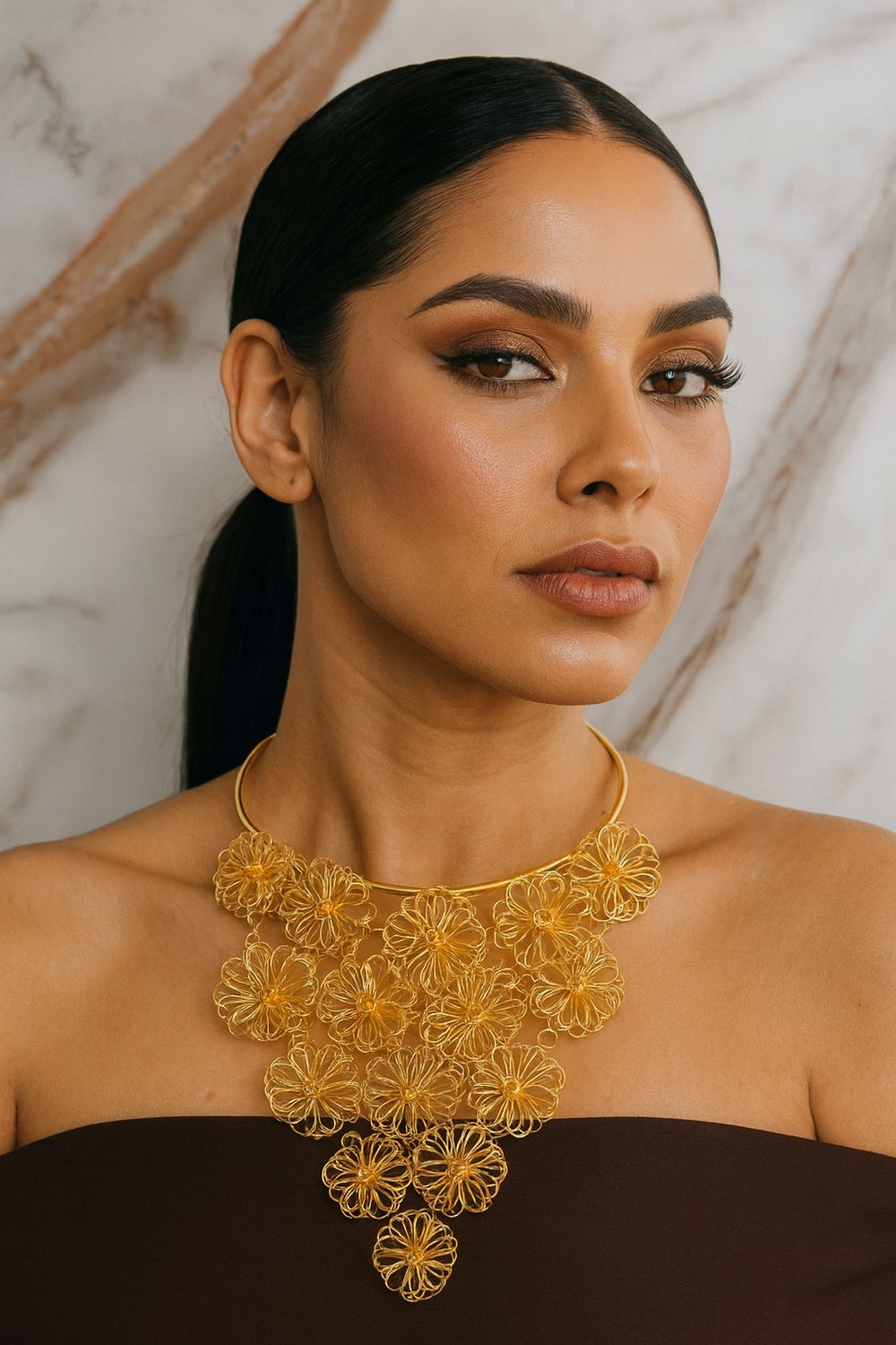 Golden Bloom Mesh Necklace
