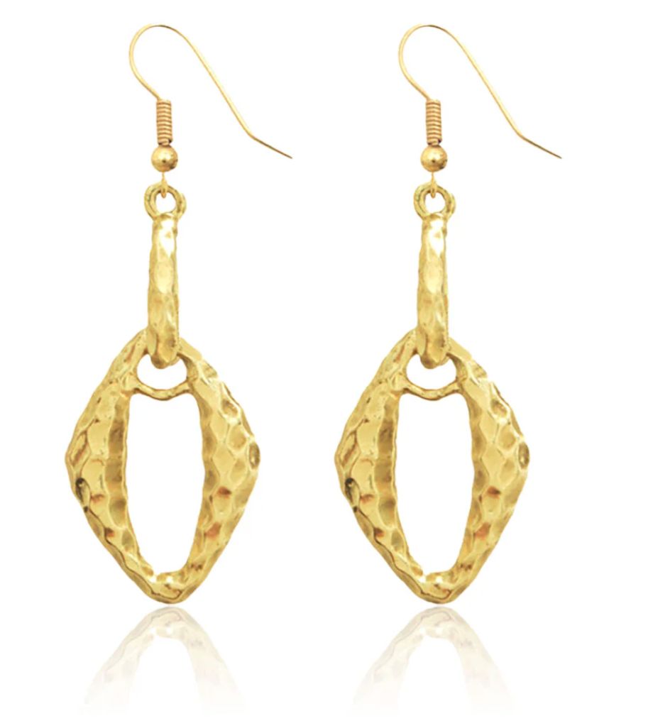 Small hammered oval cut-out dangle earrings.