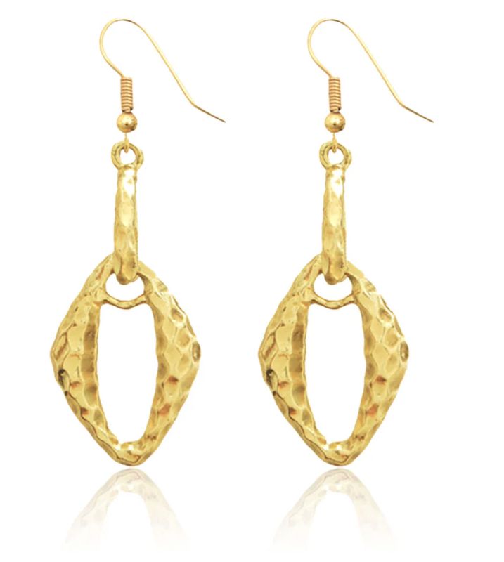 Small hammered oval cut-out dangle earrings.
