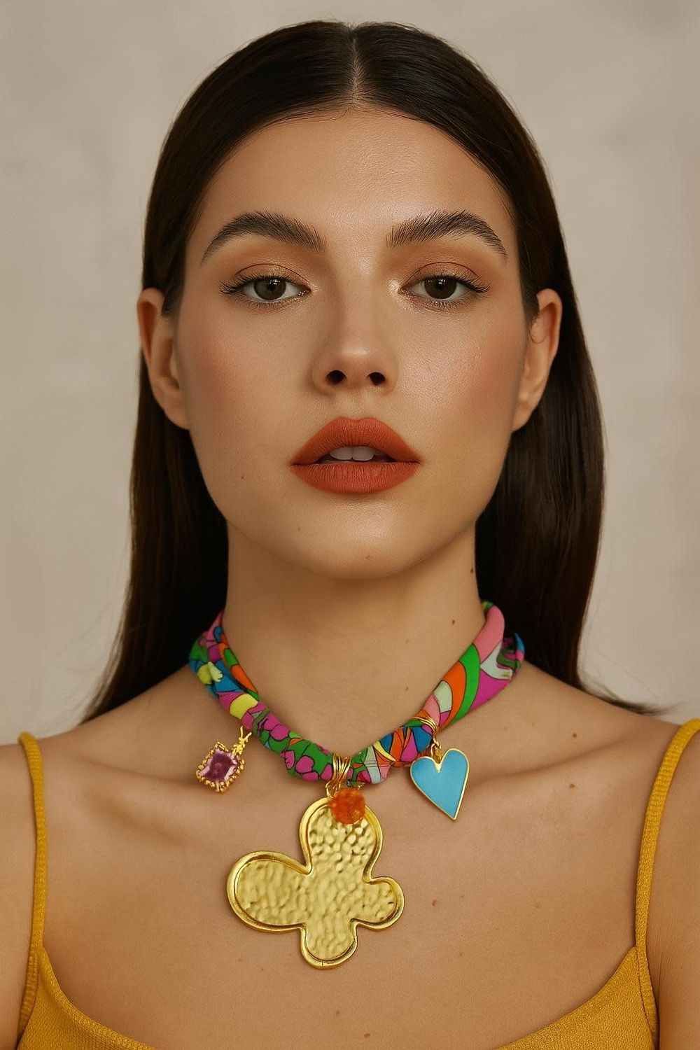 Big Flower scarf Necklace