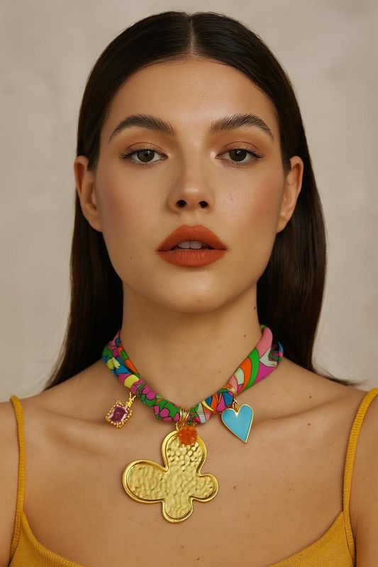 Big Flower scarf Necklace