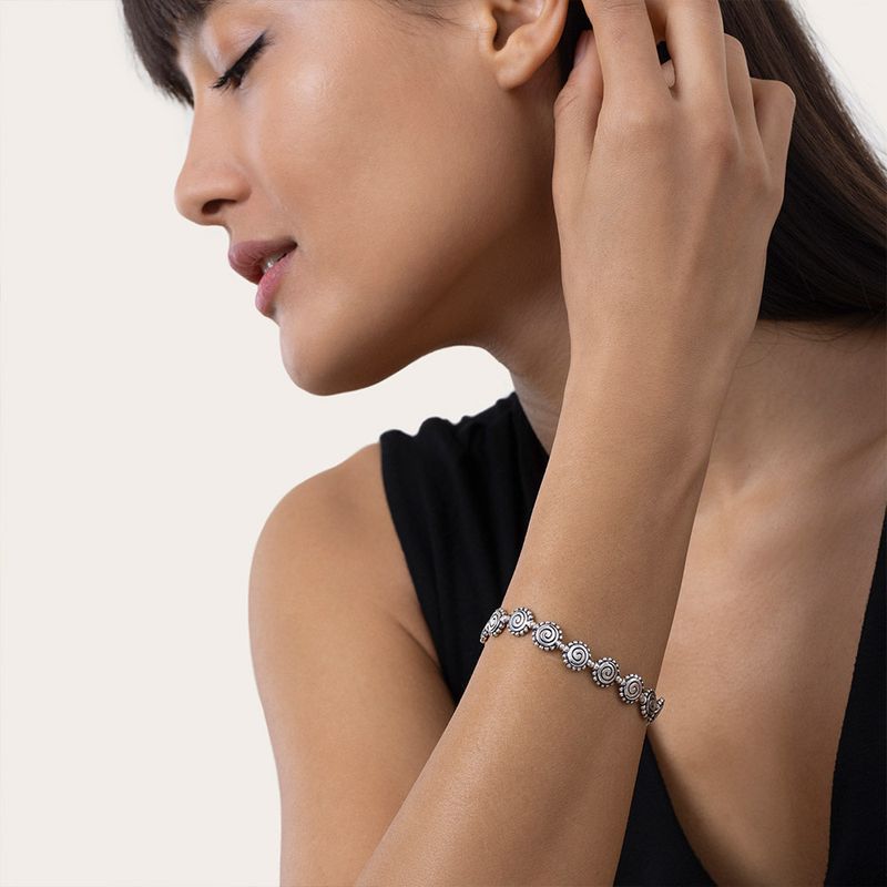 LO00159BRACCIALE ELASTICO SPIRALI DECORATE