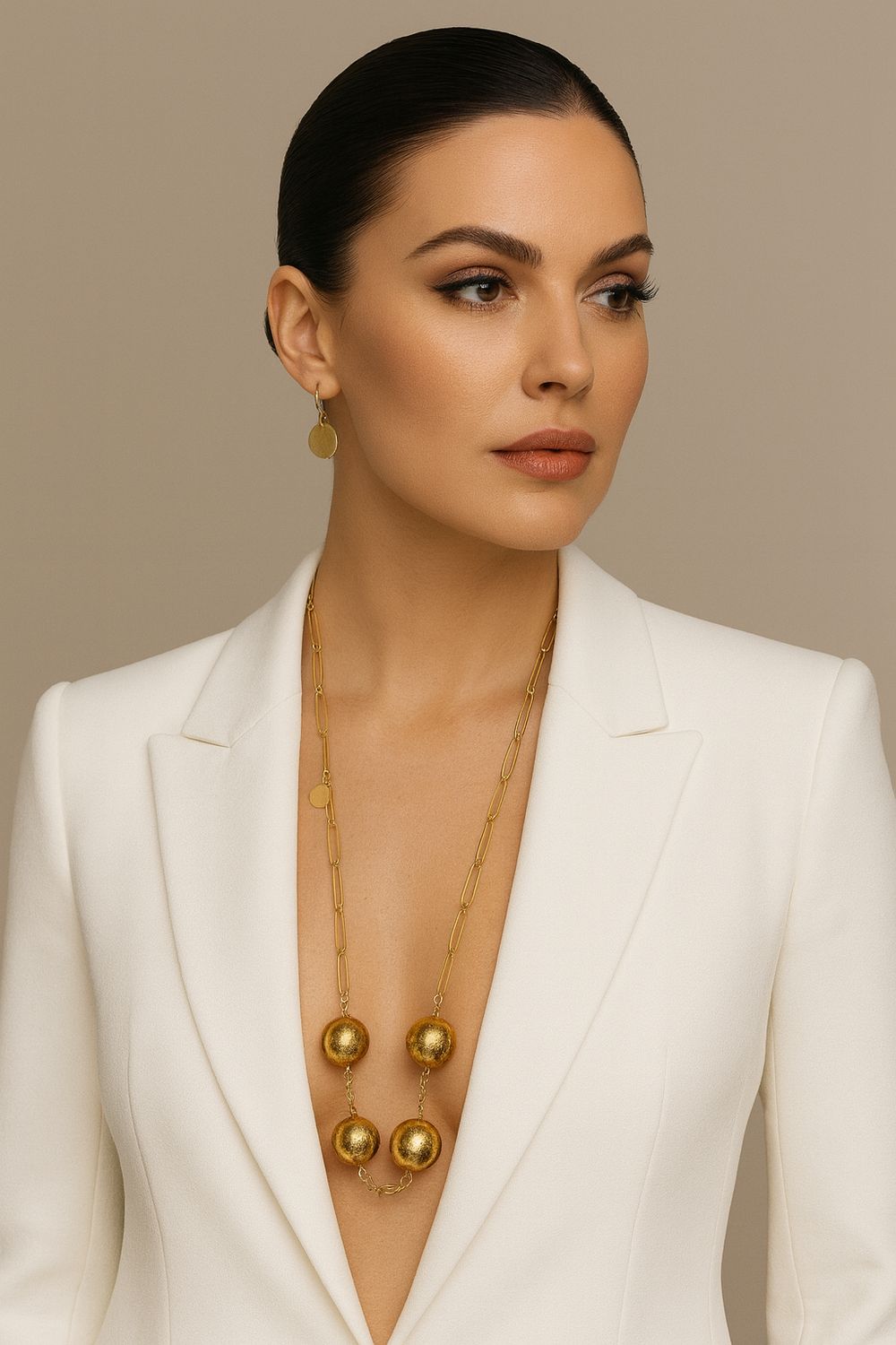 Golden Sphere Statement Necklace