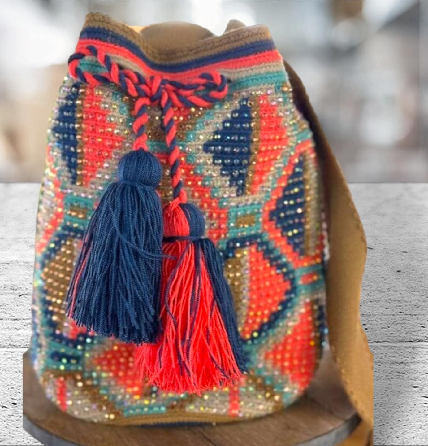 Mochila Wayuu Big  Large. Blue 2