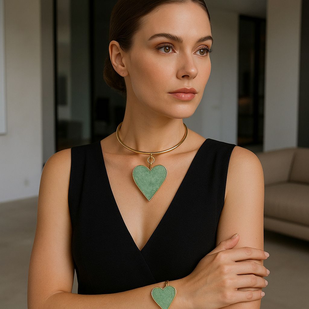 Green Heart Jewelry Set