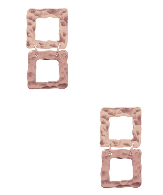SQUARE DOBLE EARRINGS ROSE GOLD