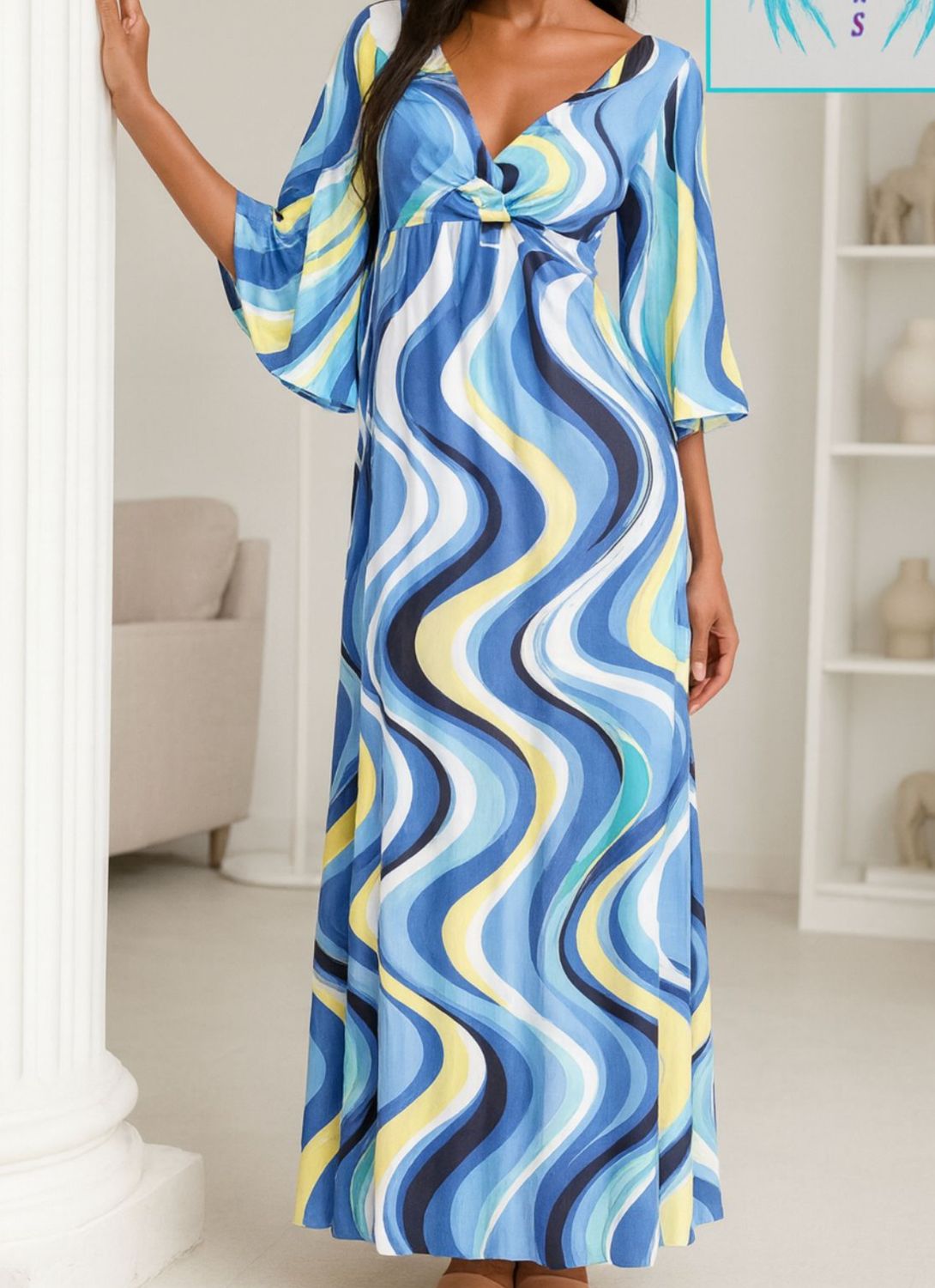 Blue Print Maxi dress by designer