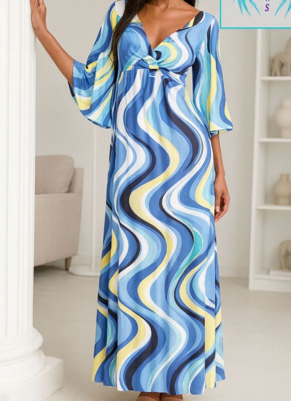 Blue Print Maxi dress by designer
