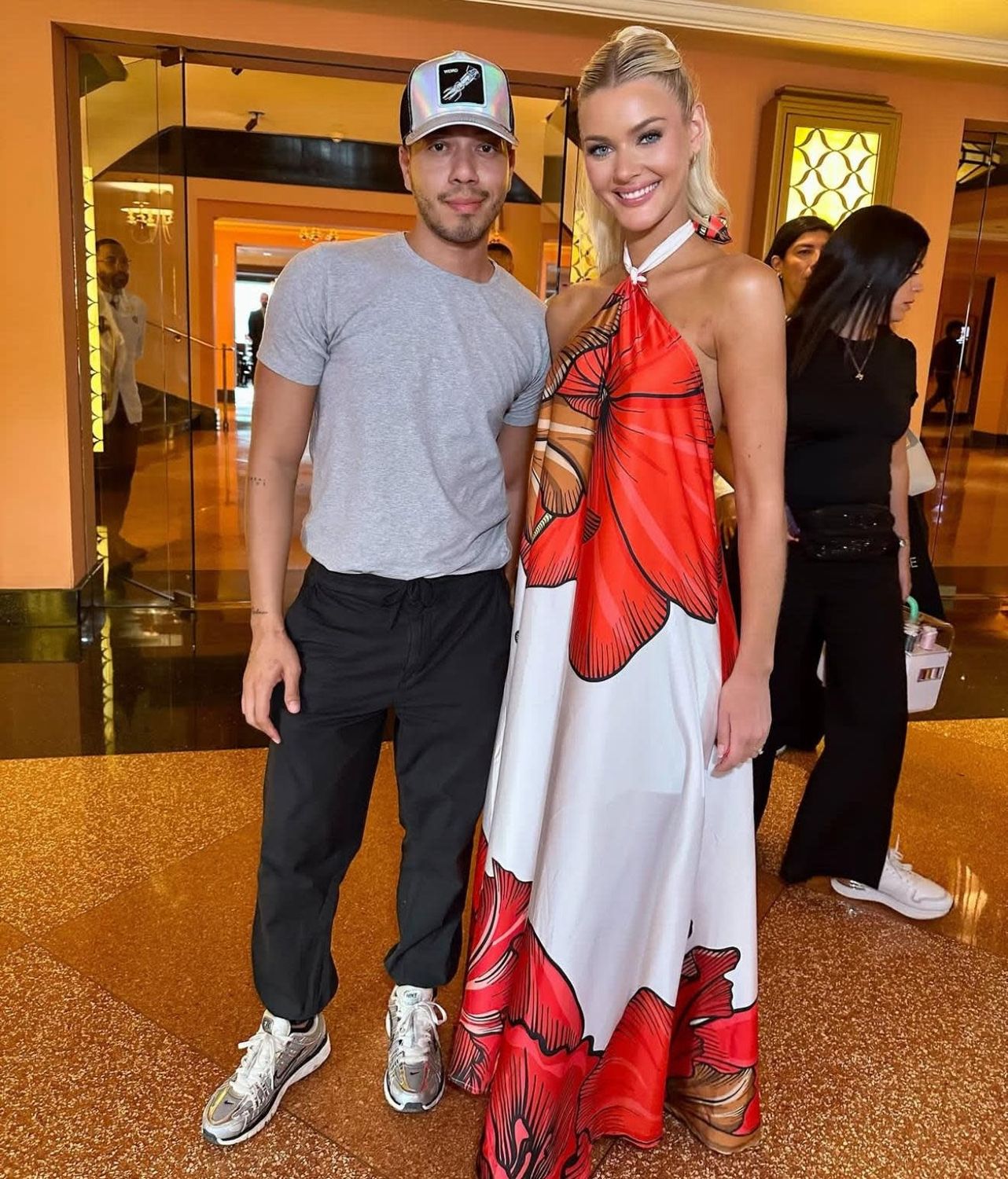 Big Flower Halter Silky Dress One size(sm-large)