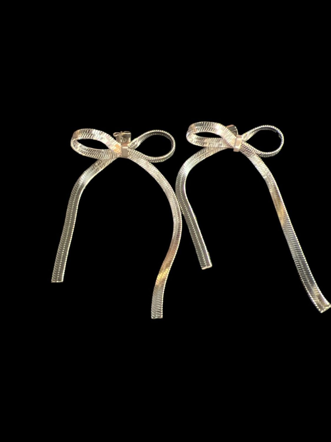 Silver Bow Earring