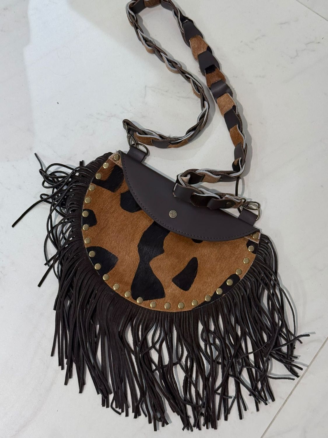 Fringe Boho Animal Print Bag