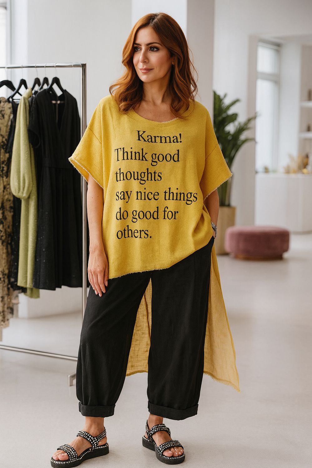Karma Linen Tunic – Buddha Back