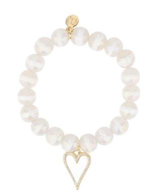 CAPIZ HEART BRACELET WHITE
