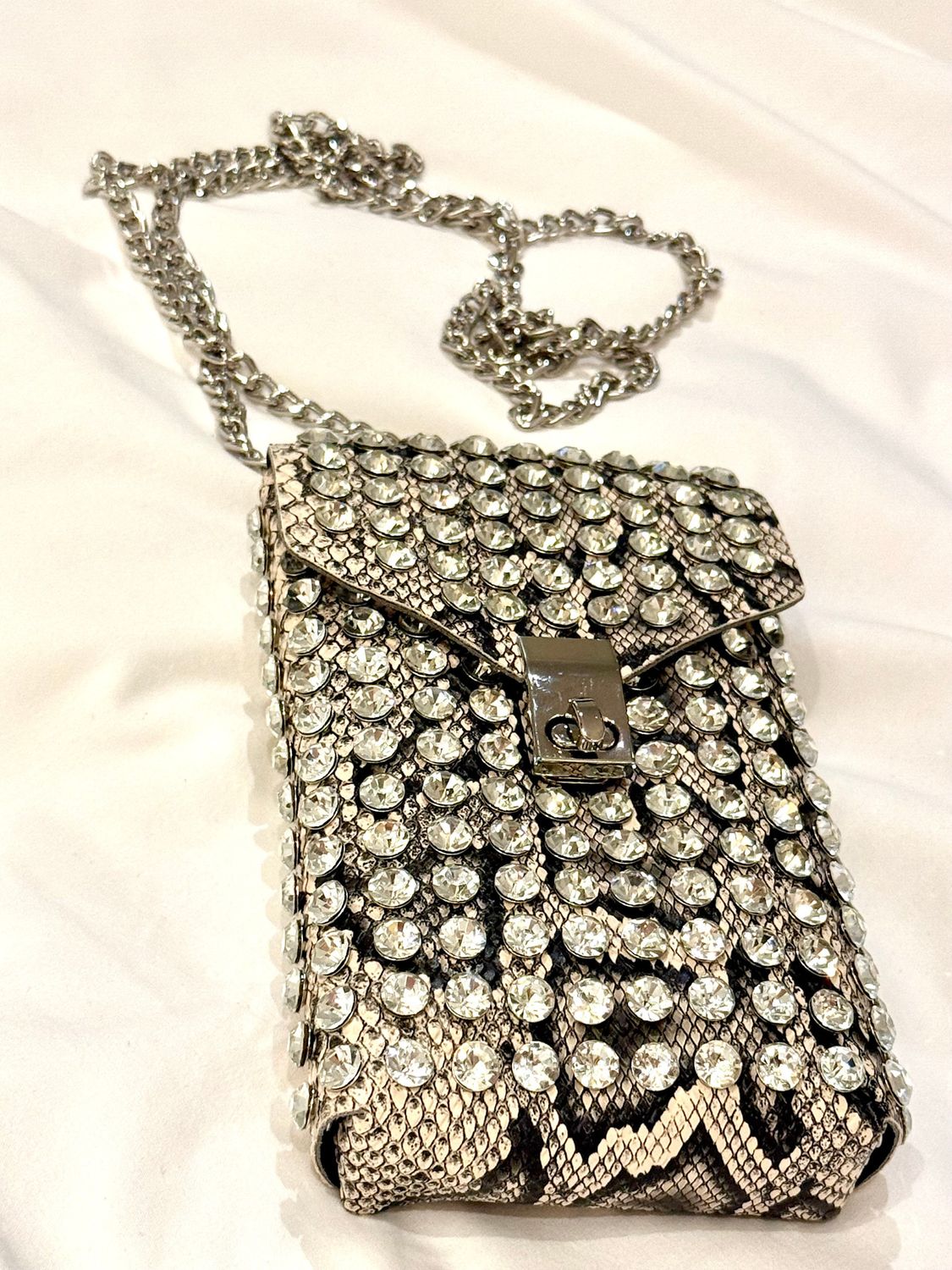 Snake rhinestone cross body  bag
