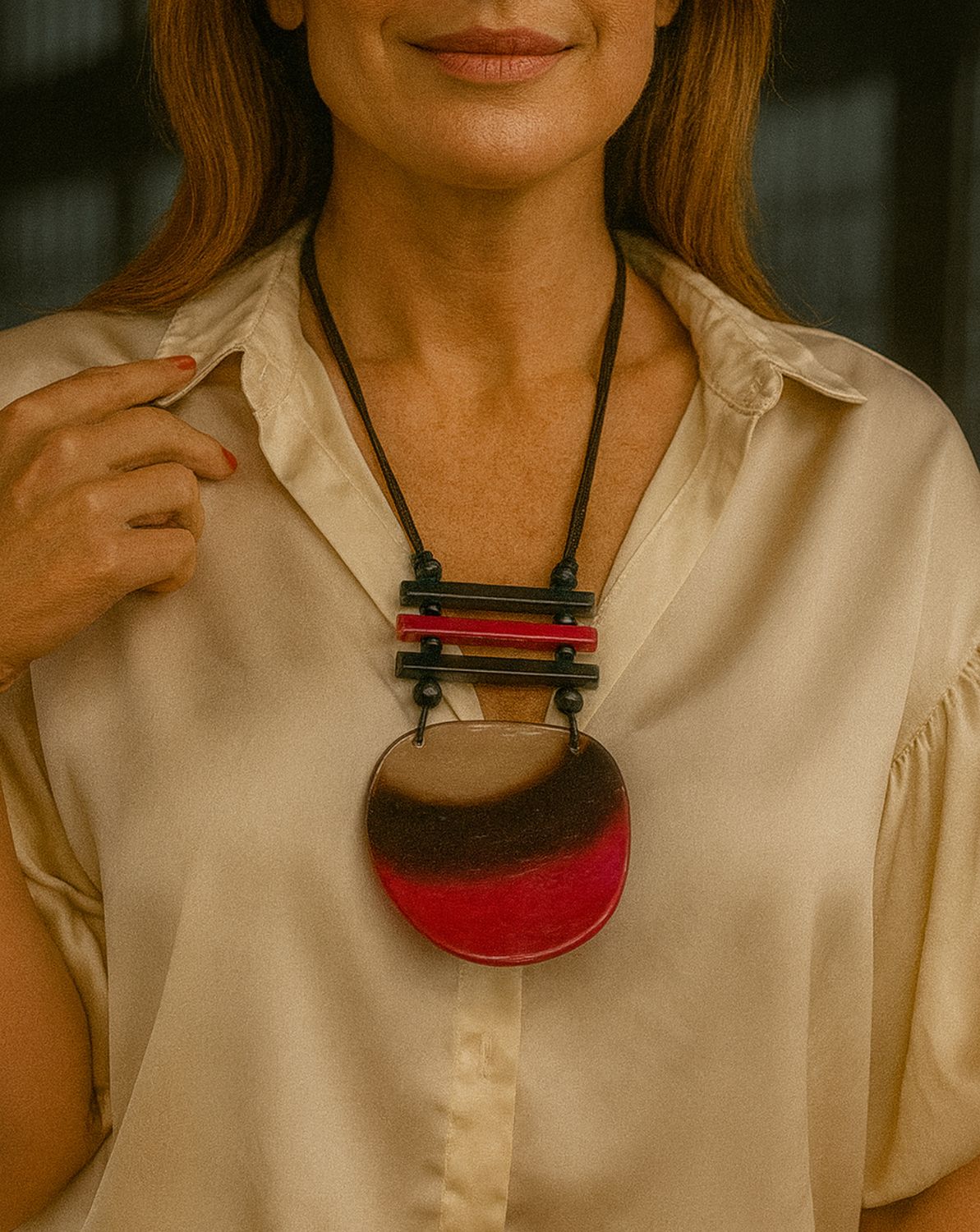 Crimson Horizon Necklace adjustable