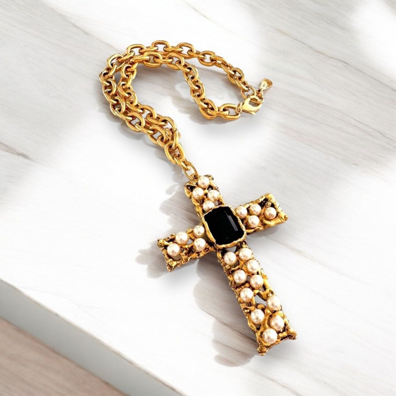 Big Cross Brass necklace