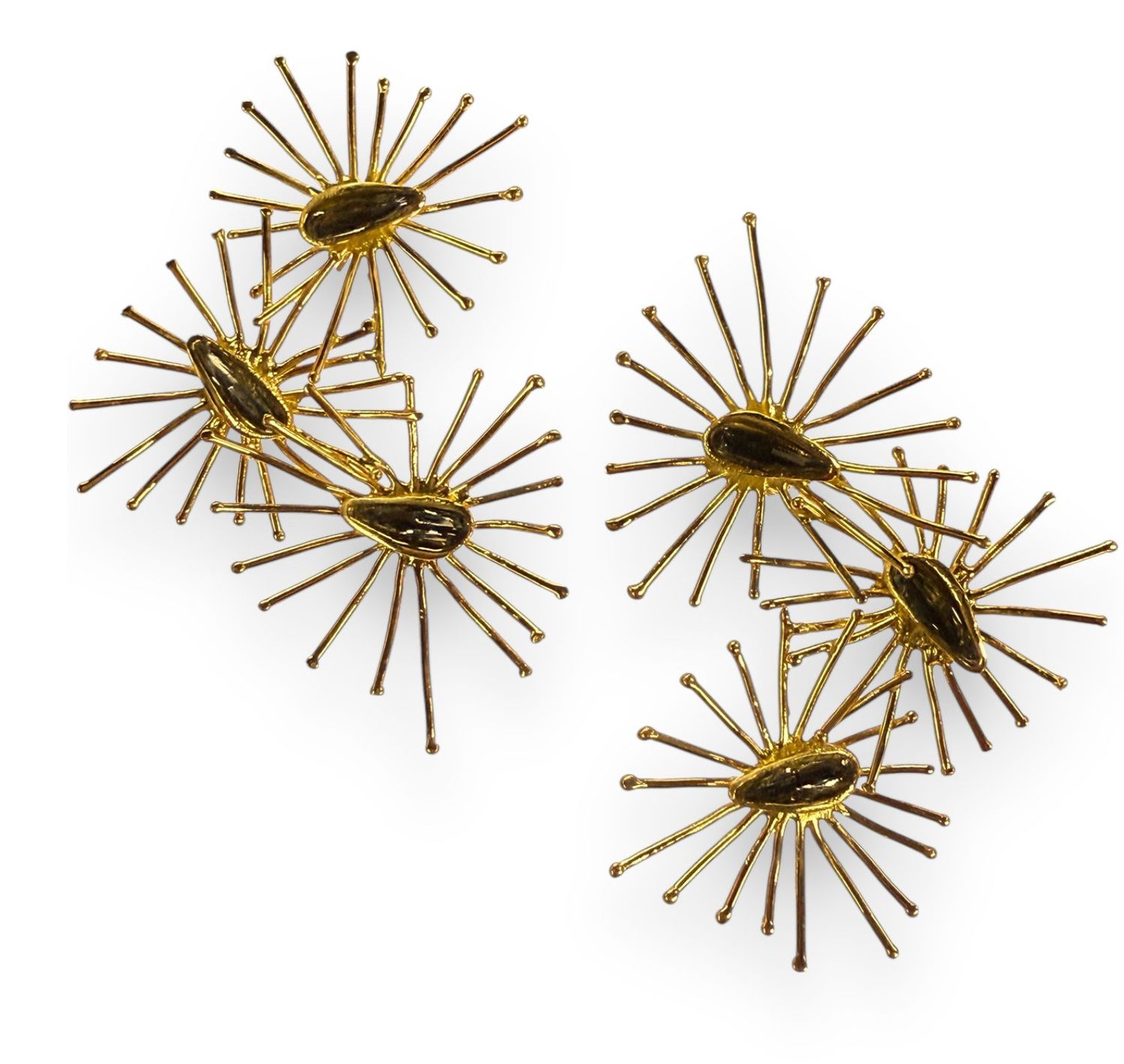 radiant sunburst Gold earrings 3&quot;