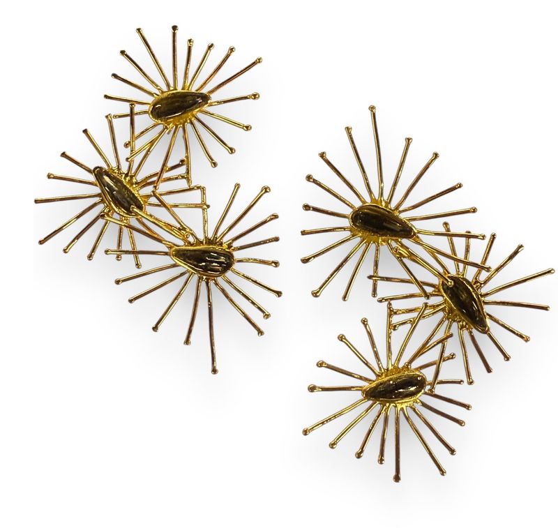 radiant sunburst Gold earrings 3&quot;