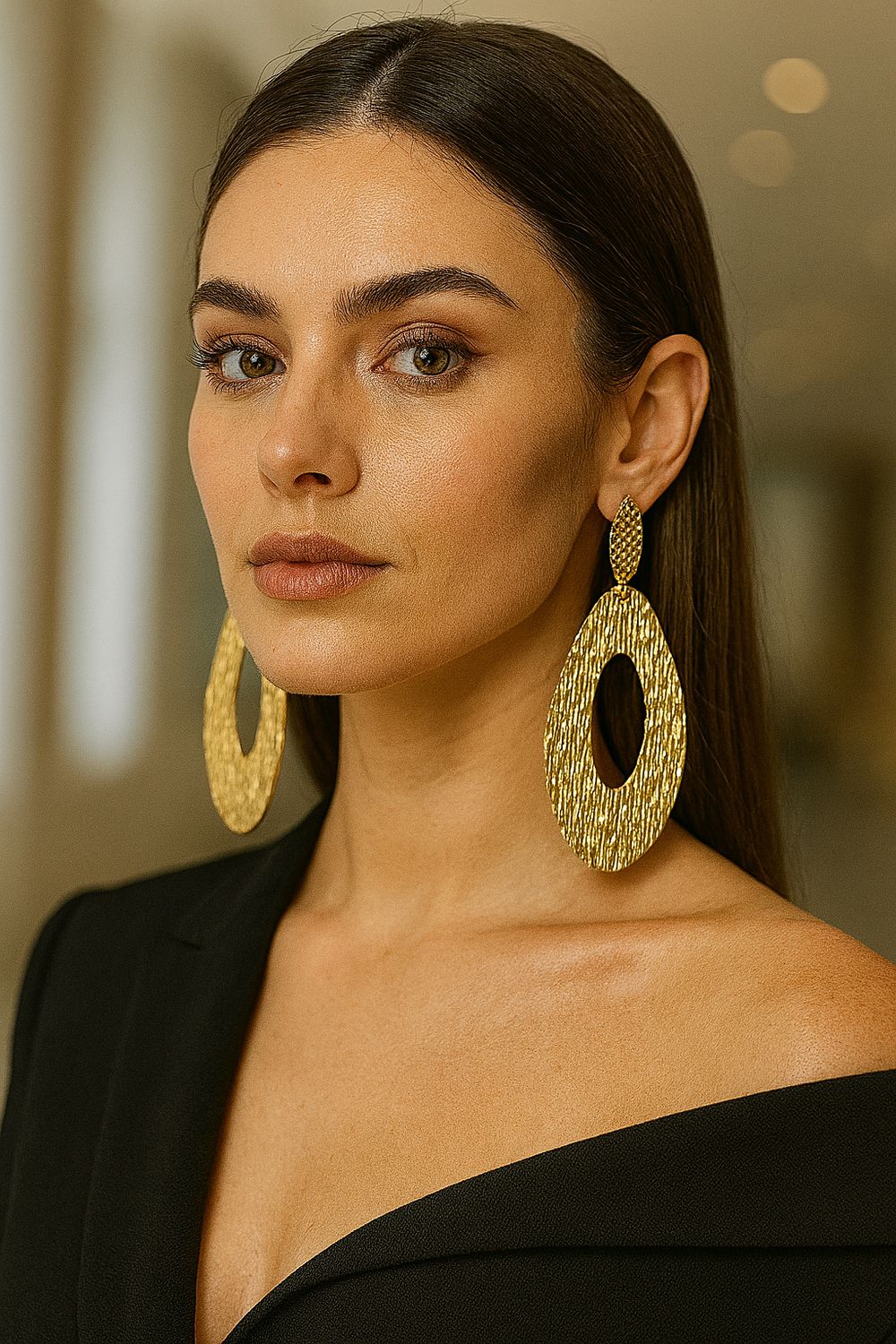 Textured long earrings