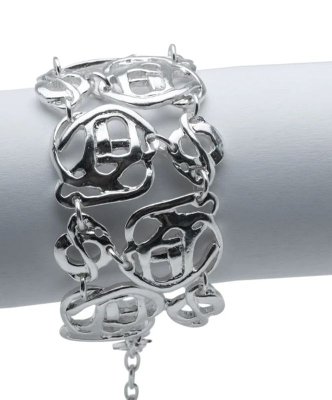 Greek-inspired double-row link bracelet.