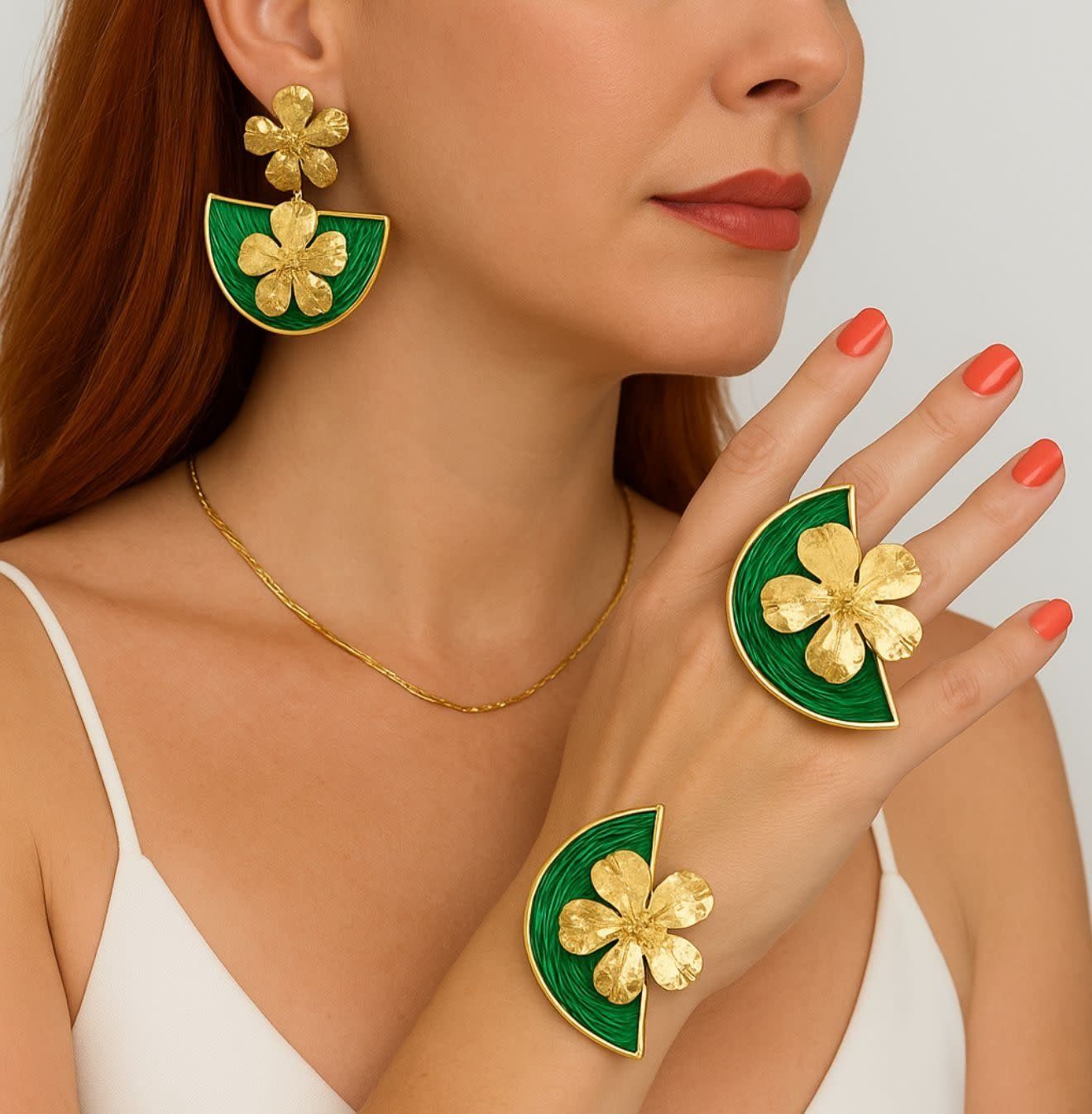 Green Golden bloom 3 pieces set