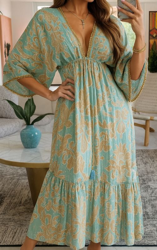 Aqua Gold Kaftan