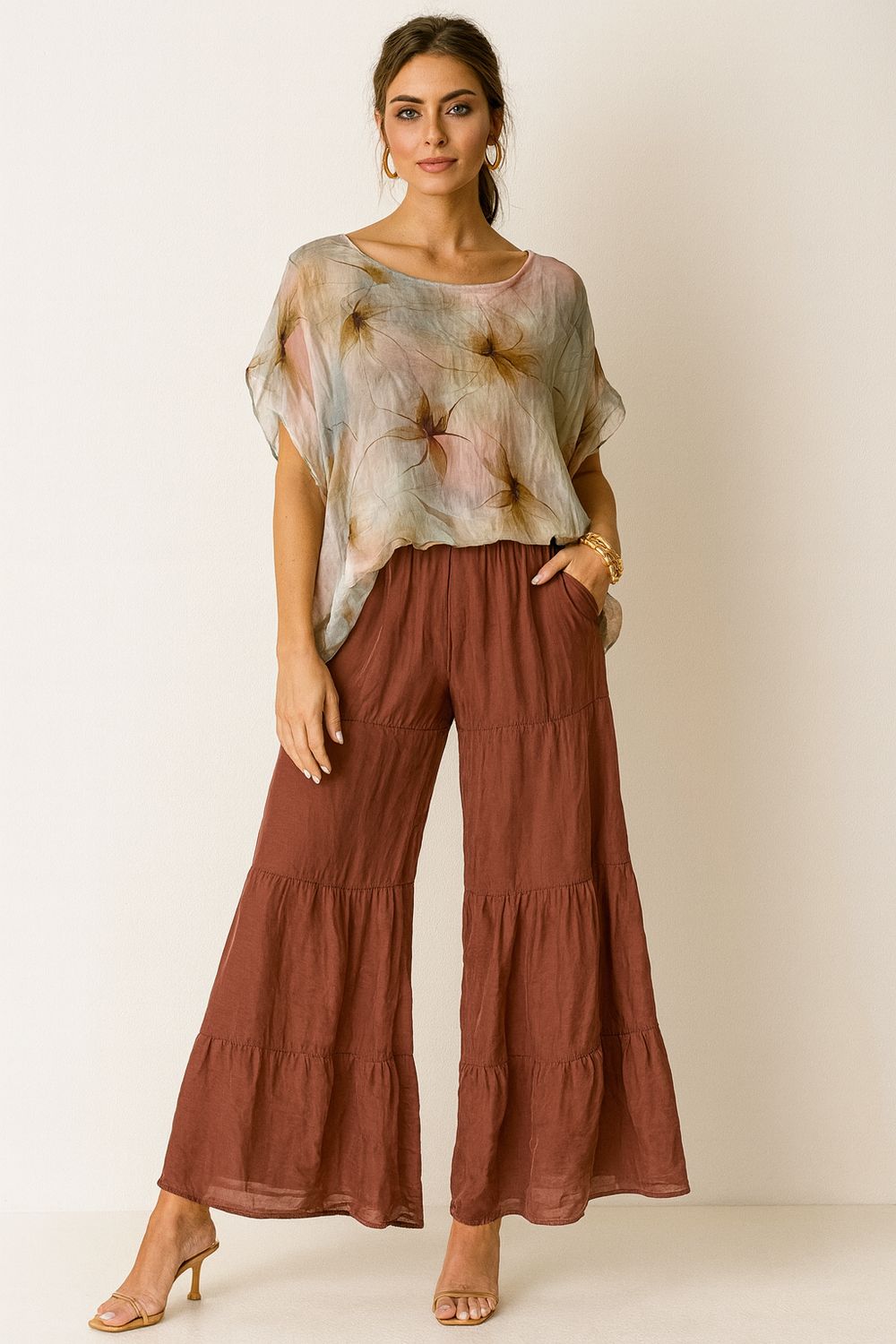 Sunset Bloom silk tunic