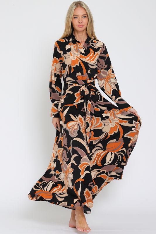 long sleeve Wrap Maxi dress