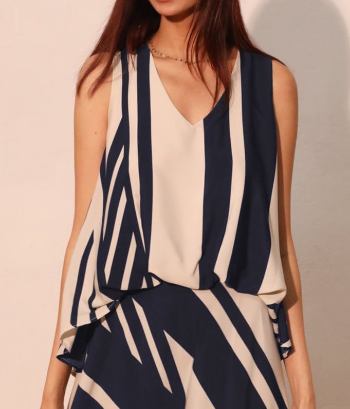 Stripe Front Tucked Top