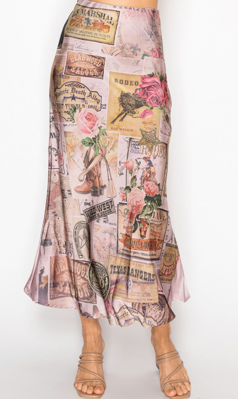 Rose West satin skirt