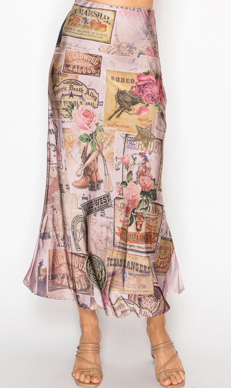 Rose West satin skirt