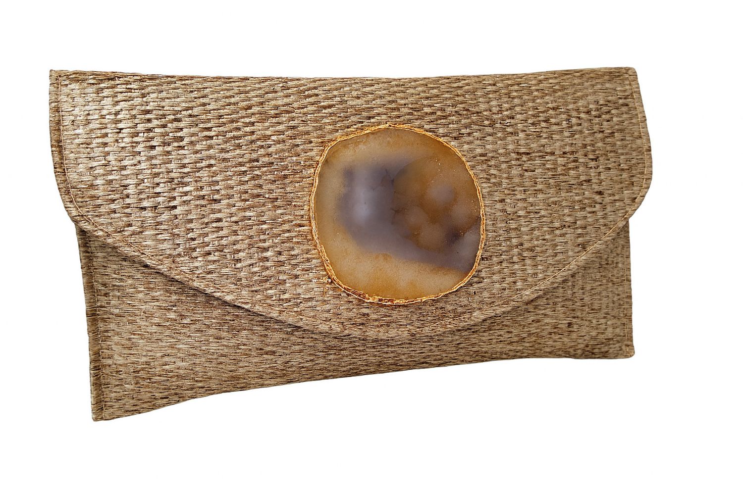 Antique Woven Clutch with Agate Accent