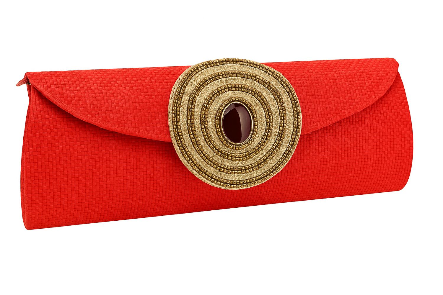 Coral/red Clutch with Beaded Accent