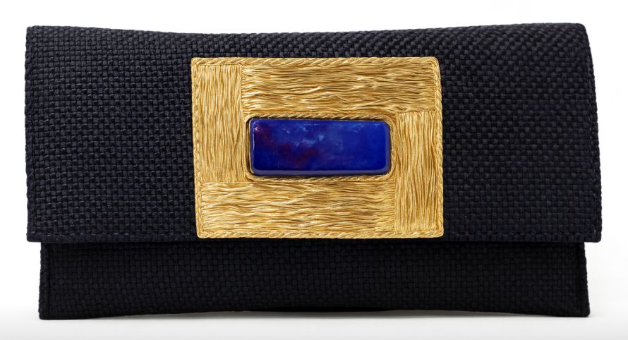 Navy Rectangular Accent Clutch