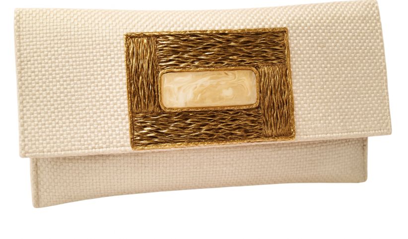Cream Rectangular Accent Clutch