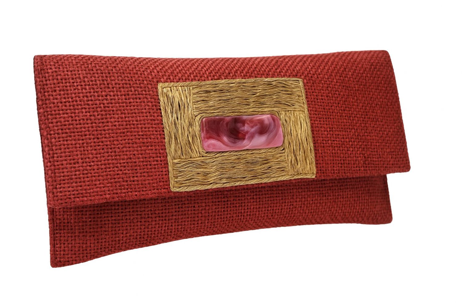 Red Rectangular Accent Clutch