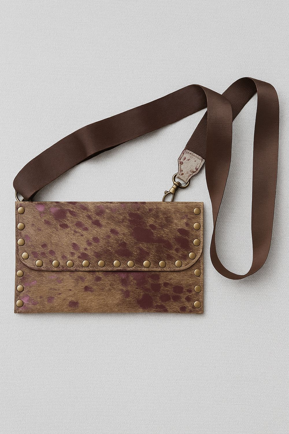 Spotted silver Crossbody leather bag Wine