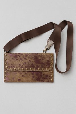 Spotted silver Crossbody leather bag Wine