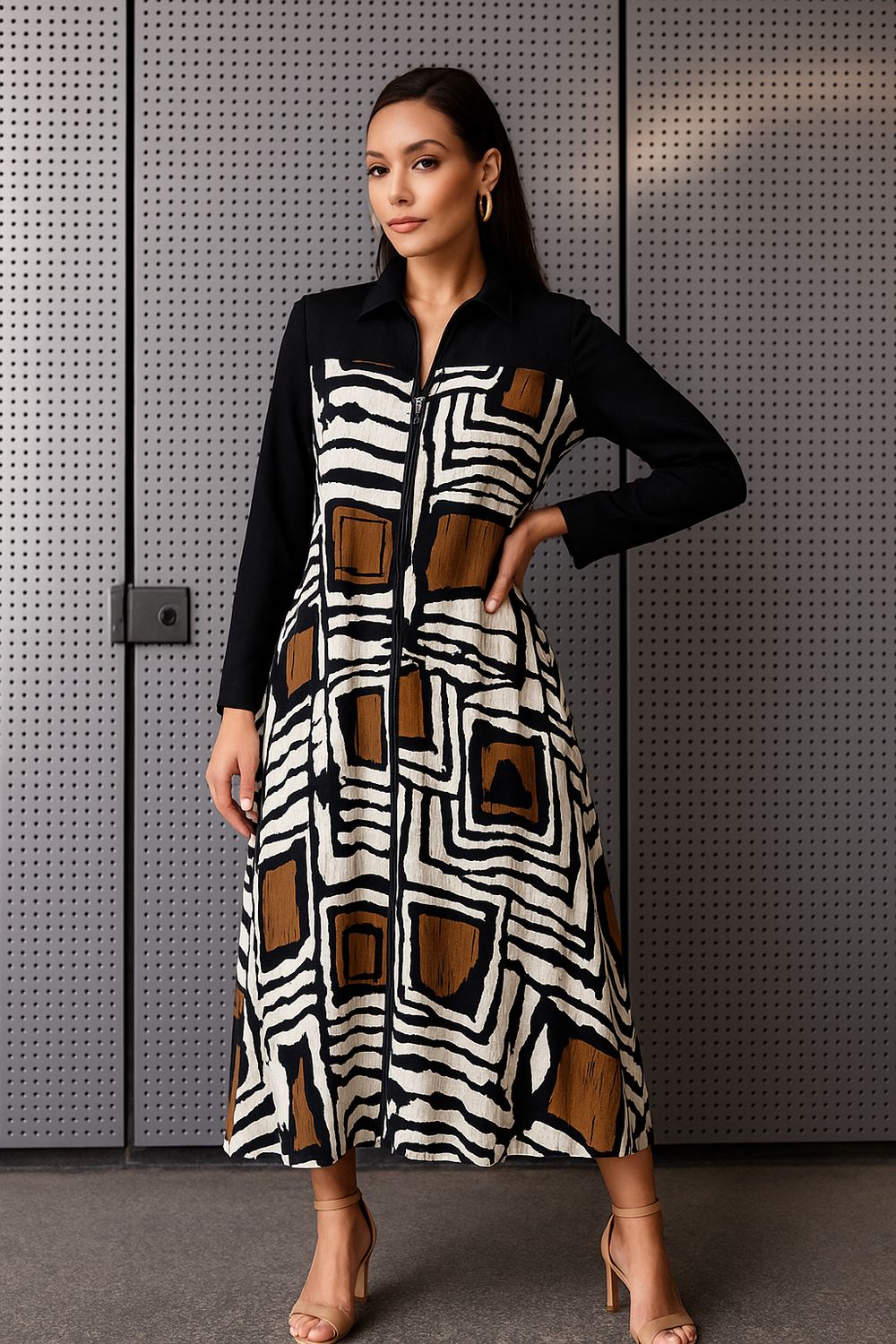 IC Collection Aria Abstract Midi Dress-