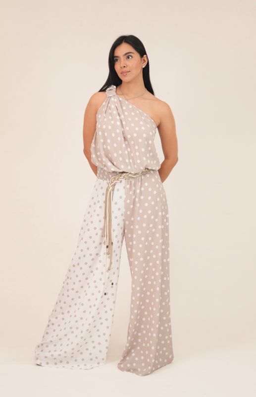 One Shoulder Polka Dot Jumpsuit by Designer
